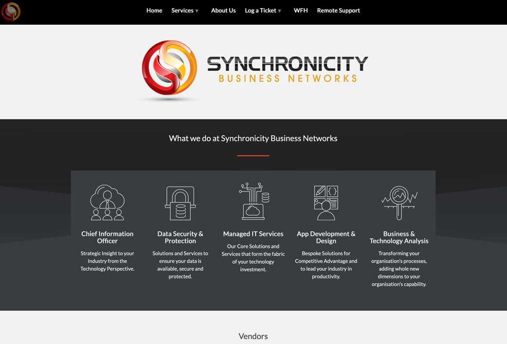 Sync website screenshot